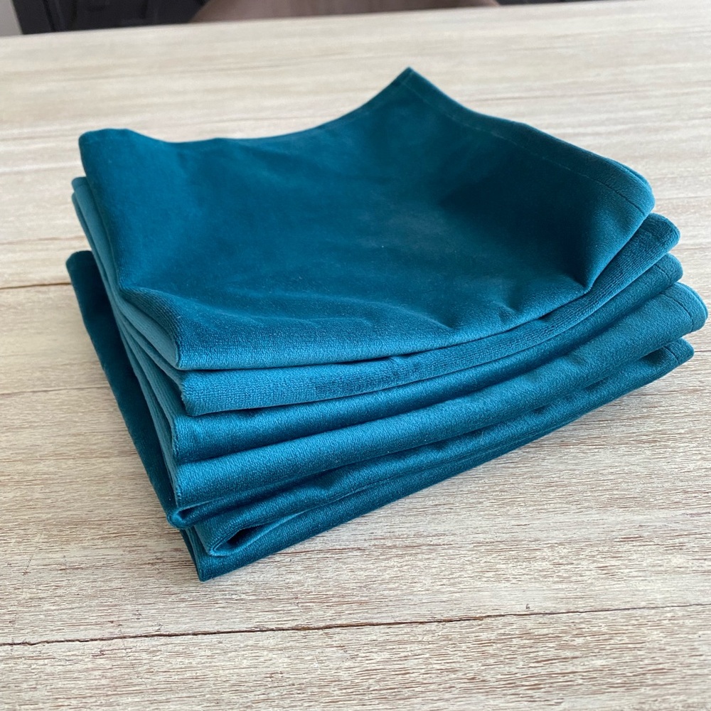 Deep Teal Velvet Napkins Set of 7